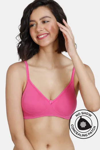 Buy Zivame Conceal Petals Double Layered Non Wired 3/4th Coverage T-Shirt Bra - Ibis Rose